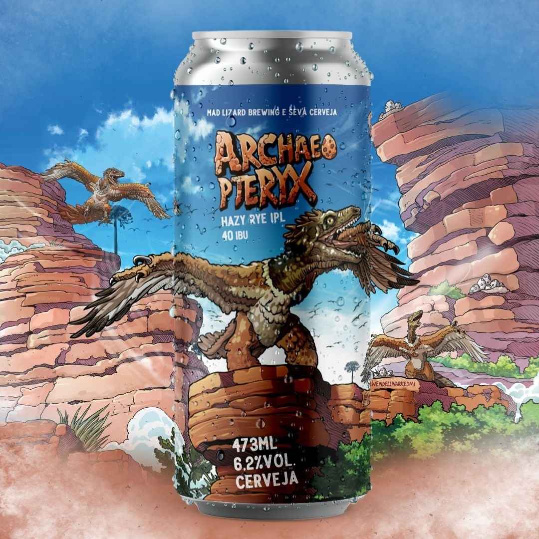 Cerveja Mad Lizard e Sevá Archaeopteryx (Hazy Rye India Pale Lager) 473ml