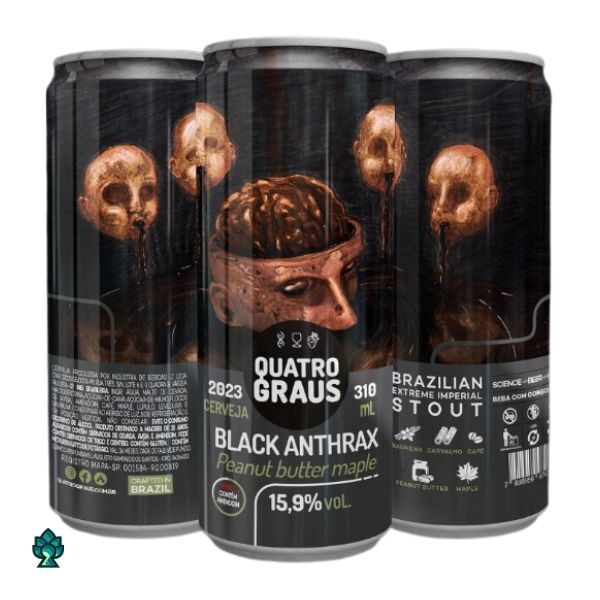 Cerveja Quatro Graus Black Anthrax 2023 Peanut Butter Maple (Imperial Stout) 310ml