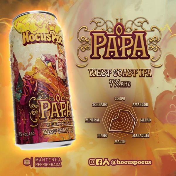 Cerveja Hocus Pocus O papa (West Coast IPA) 473ml